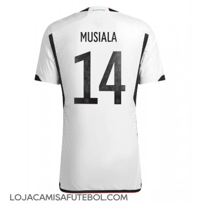 Camisa de Futebol Alemanha Jamal Musiala #14 Equipamento Principal Mundo 2022 Manga Curta